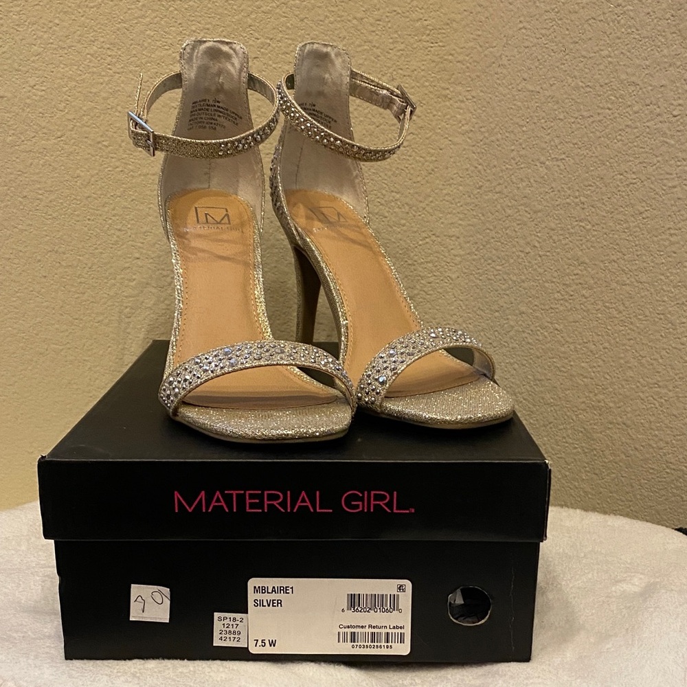 Material Girl Glittering Silver Heels